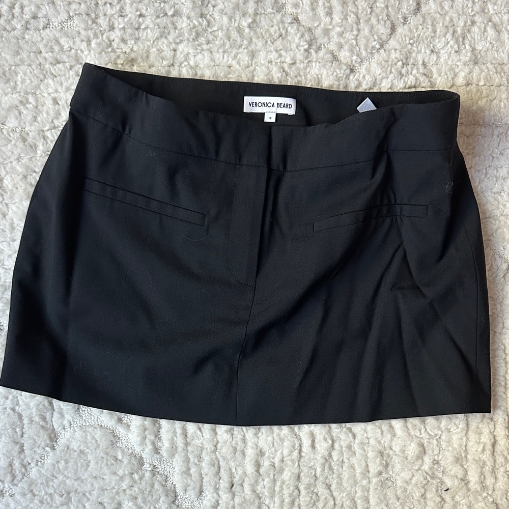 Veronica Beard Elara Black Mini Skirt with Subtle Welt Pockets